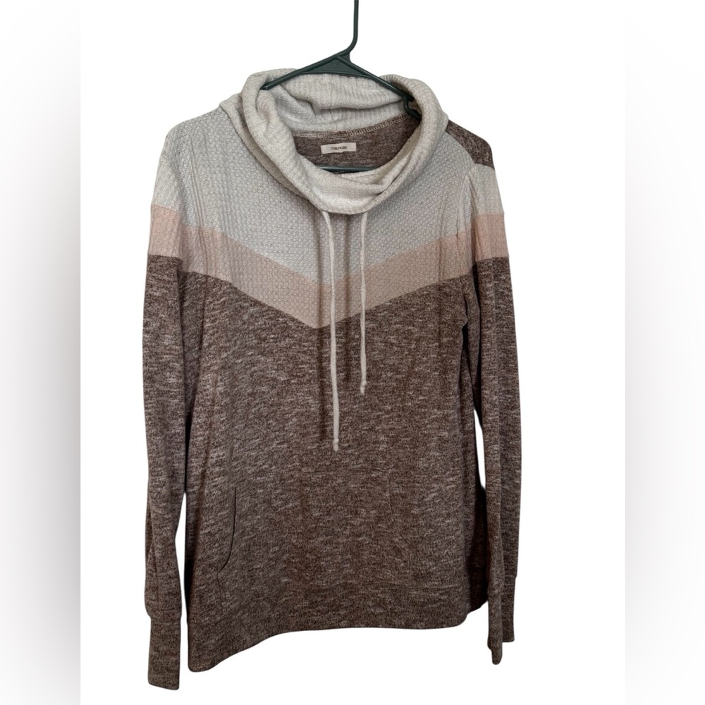 Maurices Brown and Cream Cowl Neck Hoodie🤍